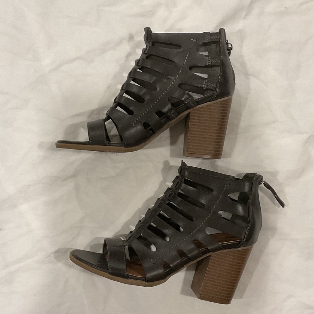 Indigo Black Strappy Block Heels